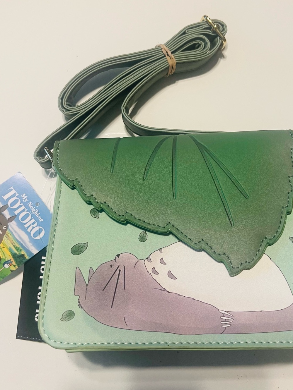 Green Totoro Leaf-Flap Crossbody Bag